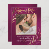 PixDezines Burgundy Palms/Foto rettete unser Datum Save The Date (Vorne/Hinten)