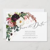 PixDezines Burgundy Rustic Bloom, Save the Date Einladung (Vorderseite)