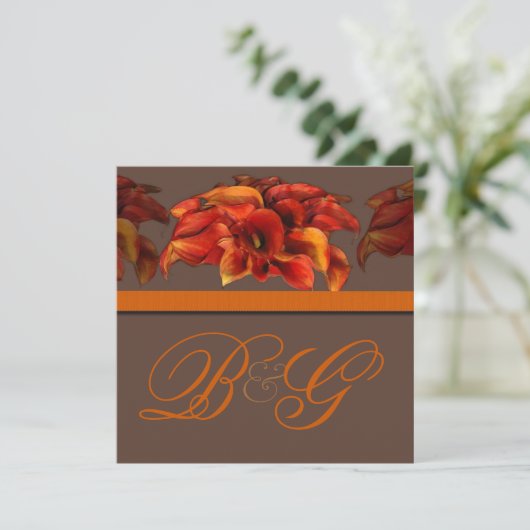 PixDezines BURNT ORANGE CALLA LILY INVITATIONEN Einladung (Stehend Vorderseite)