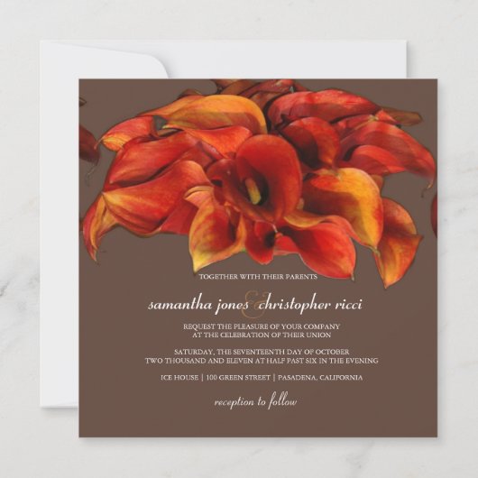 PixDezines BURNT ORANGE CALLA LILY INVITATIONEN Einladung (Rückseite)