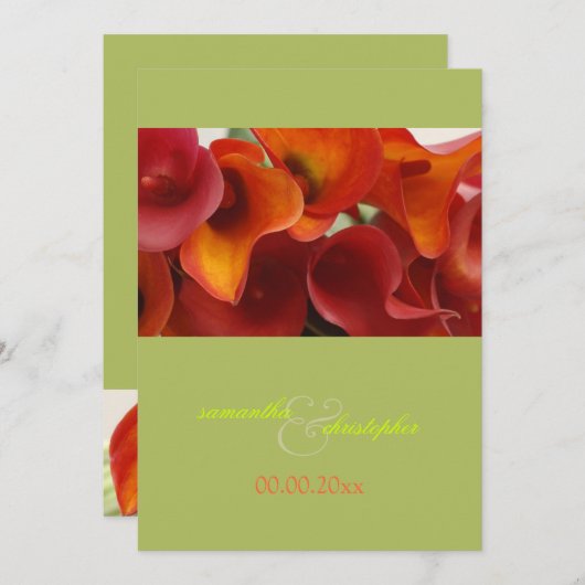 PixDezines BURNT ORANGE CALLA LILY INVITATIONEN Einladung (Vorne/Hinten)