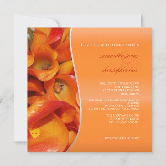 PixDezines BURNT ORANGE CALLA LILY INVITATIONEN Einladung (Rückseite)