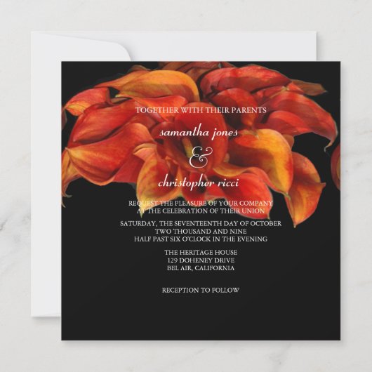 PixDezines BURNT ORANGE CALLA LILY INVITATIONEN Einladung (Rückseite)