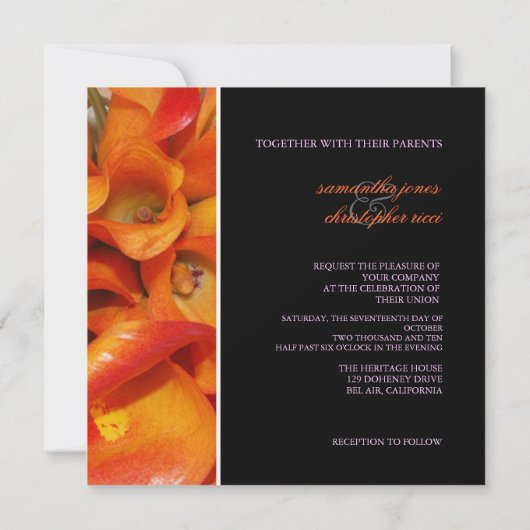 PixDezines BURNT ORANGE CALLA LILY INVITATIONEN Einladung (Rückseite)