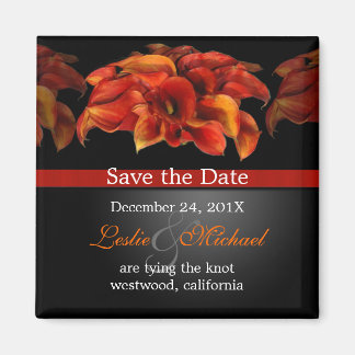 PixDezines Burnt Orange Calla Lily, Save the Date Magnet