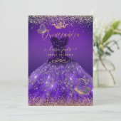 PixDezines Butterflies Quinceanera, dunkel Lila Einladung (Stehend Vorderseite)