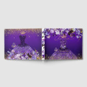 PixDezines Butterflies Quinceanera, dunkel Lila Gästebuch (Voll)