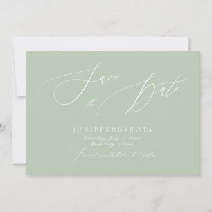 PixDezines Celadon Green Script Save the Date Einladung