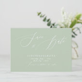 PixDezines Celadon Green Script Save the Date Einladung (Stehend Vorderseite)