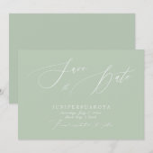 PixDezines Celadon Green Script Save the Date Einladung (Vorne/Hinten)
