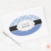 PixDezines Celeste Damask/DIY Hintergrundfarbe Ovaler Aufkleber (Umschlag)