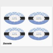 PixDezines Celeste Damask/DIY Hintergrundfarbe Ovaler Aufkleber (Blatt)