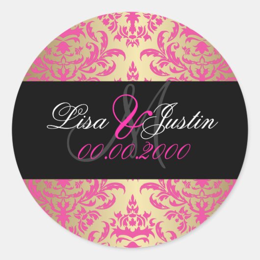 PixDezines Céline Damask Monogramm Aufkleber (Vorderseite)