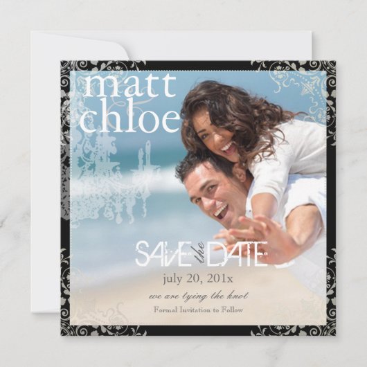 PixDezines Chadelier+Filigree/Datum/Farbe gerettet Save The Date (Vorderseite)
