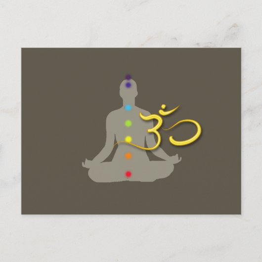 PixDezines Chakra Farbe+Om Symbol Postkarte (Vorderseite)