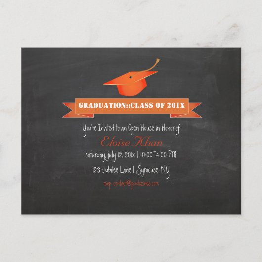 PixDezines Chalkboard-Abschluss Einladungspostkarte (Vorderseite)