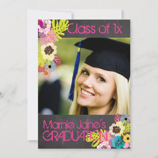 PixDezines Chalkboard + Blumenkohl-Abschluss Einladung (Vorderseite)