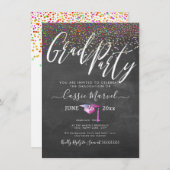 PixDezines Chalkboard Confetti Grad Party Einladung (Vorne/Hinten)