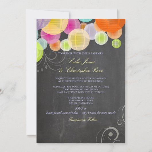 PixDezines Chalkboard+Fiesta Laternen Einladung (Rückseite)