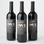 PixDezines Chalkboard+Imitate Goldenes Herz Weinetikett (Flaschen)