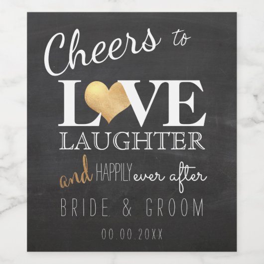 PixDezines Chalkboard+Imitate Goldenes Herz Weinetikett (Einzelnes Label)