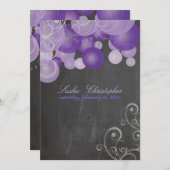 PixDezines Chalkboard lila Signalleuchten Einladung (Vorne/Hinten)