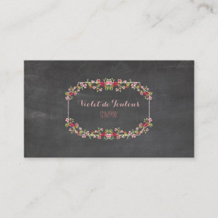 PixDezines Chalkboard+Petite Fleurs Visitenkarte