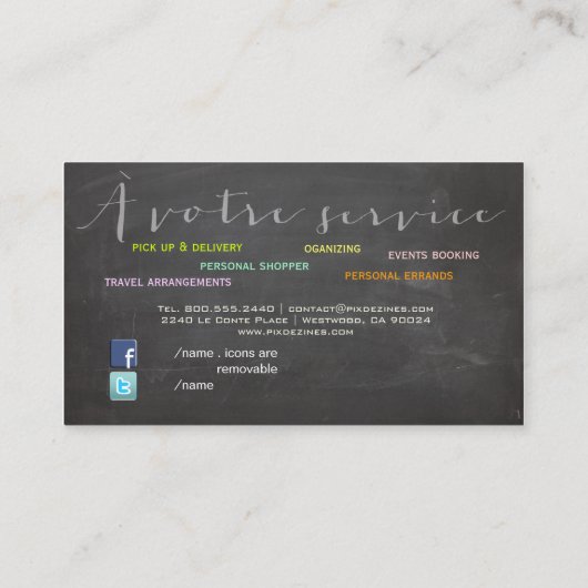 PixDezines Chalkboard/Portierer/DIY Hintergrund Visitenkarte (Rückseite)