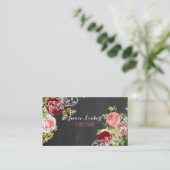 PixDezines Chalkboard/Redoute Vintage Rose Visitenkarte (Stehend Vorderseite)