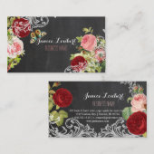 PixDezines Chalkboard/Redoute Vintage Rose Visitenkarte (Vorne/Hinten)