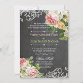 PixDezines chalkboard/Rokoko/Vintag rosa Rosen Einladung (Rückseite)