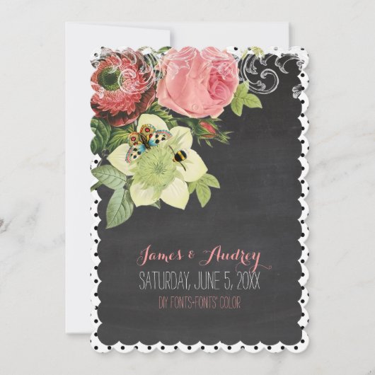 PixDezines chalkboard/Rokoko/Vintage Rose Einladung (Vorderseite)