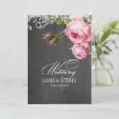PixDezines chalkboard/Rokoko/Vintage Rose Einladung (Stehend Vorderseite)