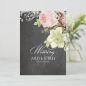 PixDezines CHALKBOARD/ROKOKO/VINTAGE ROSE Einladung (Stehend Vorderseite)