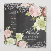 PixDezines chalkboard/Rokoko/Vintage Rose Einladung (Vorne/Hinten)