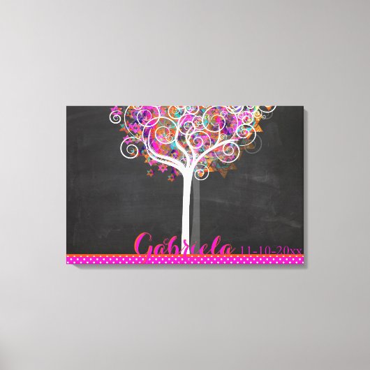 PixDezines Chalkboard Tree of Life Sign in Board Leinwanddruck (Vorderseite)