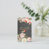 PixDezines Chalkboard+Vintage Peonies Visitenkarte (Stehend Vorderseite)