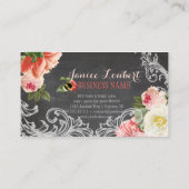 PixDezines Chalkboard+Vintage Peonies Visitenkarte (Rückseite)
