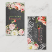 PixDezines Chalkboard+Vintage Peonies Visitenkarte (Vorne/Hinten)