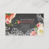 PixDezines Chalkboard+Vintage Peonies Visitenkarte (Rückseite)
