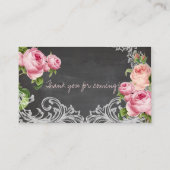 PixDezines Chalkboard+Vintage Rose/Tischkarten Platzkarte (Rückseite)