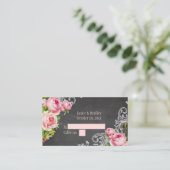 PixDezines Chalkboard+Vintage Rose/Tischkarten Platzkarte (Stehend Vorderseite)