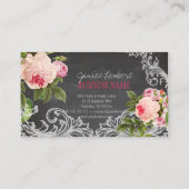 PixDezines Chalkboard + Vintage Rose Visitenkarte (Rückseite)