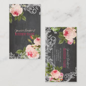 PixDezines Chalkboard + Vintage Rose Visitenkarte (Vorne/Hinten)
