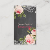 PixDezines Chalkboard + Vintage Rose Visitenkarte (Vorderseite)