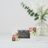 PixDezines chalkboard+Vintage Rose Visitenkarte (Stehend Vorderseite)