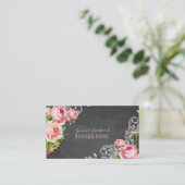 PixDezines Chalkboard + Vintage Rose Visitenkarte (Stehend Vorderseite)