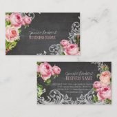 PixDezines Chalkboard + Vintage Rose Visitenkarte (Vorne/Hinten)