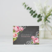 PixDezines Chalkboard + Vintage Rose Visitenkarte (Stehend Vorderseite)
