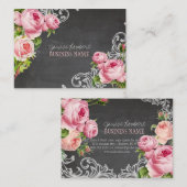 PixDezines Chalkboard + Vintage Rose Visitenkarte (Vorne/Hinten)
